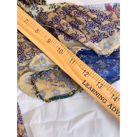 Anthropologie Floreat Patchwork Floral Peasant Blouse Sz XXSP EUC Gorgeous Boho - Picture 11 of 12